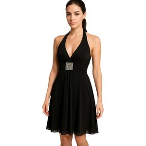 Speechless Black Backless Halter Dress